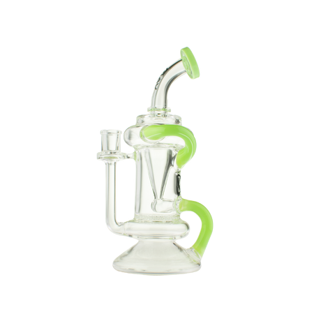 MAV Glass - The Big Bear Recycler Dab Rig with Green Accents - Front View