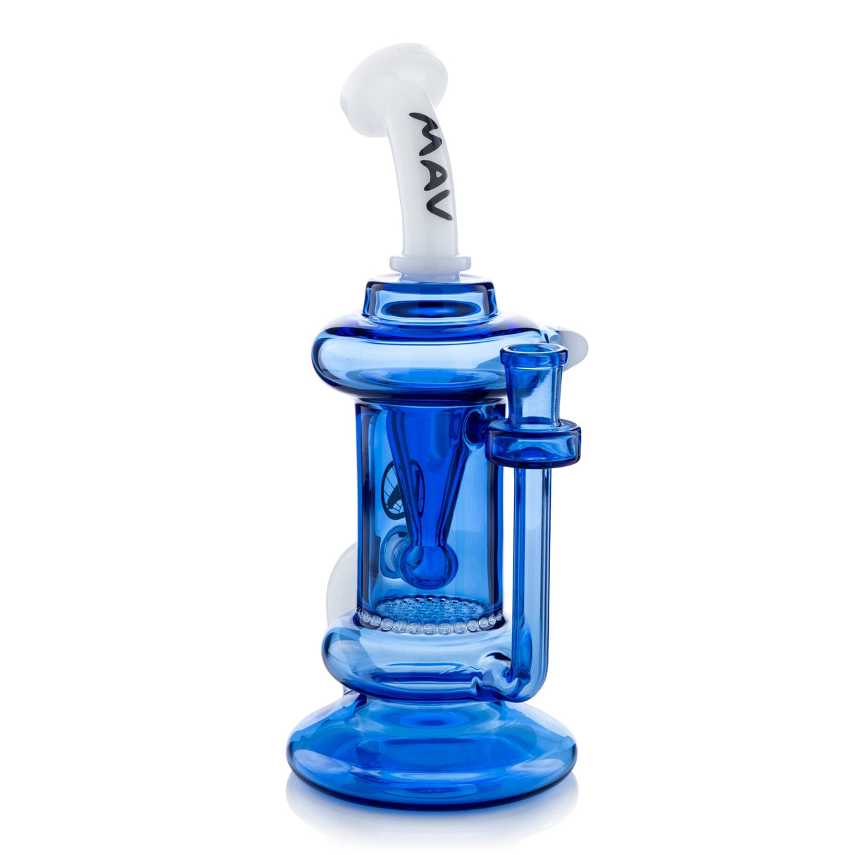 MAV Glass - The Big Bear Recycler Dab Rig in Blue - Front View on White Background
