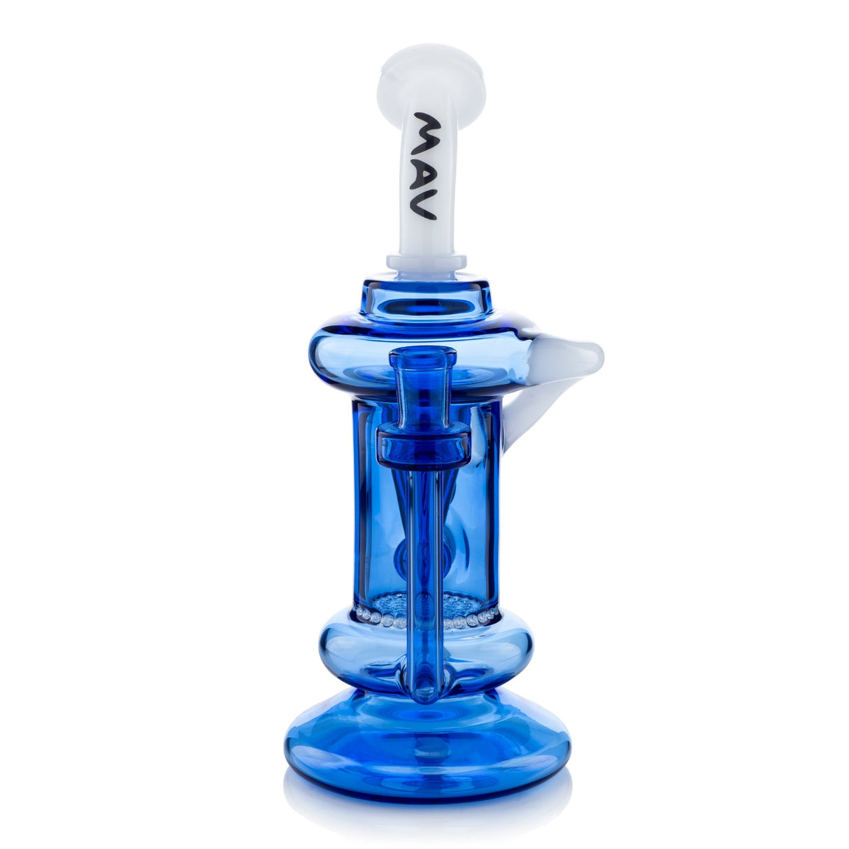 MAV Glass - The Big Bear Recycler Dab Rig in Blue - Front View on White Background
