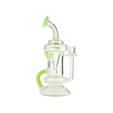 MAV Glass - The Big Bear Recycler Dab Rig - Clear with Green Accents - Front View