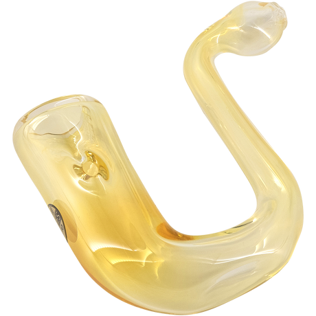 LA Pipes "Calabash" Fumed Glass Sherlock Hand Pipe, Angled Side View, For Dry Herbs