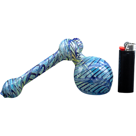 LA Pipes Colored Sidecar Fumed Bubbler Pipe, 6" Borosilicate Glass, USA-Made, with Lighter for Scale