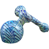 LA Pipes Colored Sidecar Bubbler Pipe with Fumed Glass Design, 6" Length, for Dry Herbs - Angled View