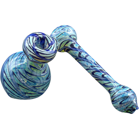 LA Pipes Colored Sidecar Bubbler Pipe in Cobalt Blue with Fumed Glass and Hammer Design