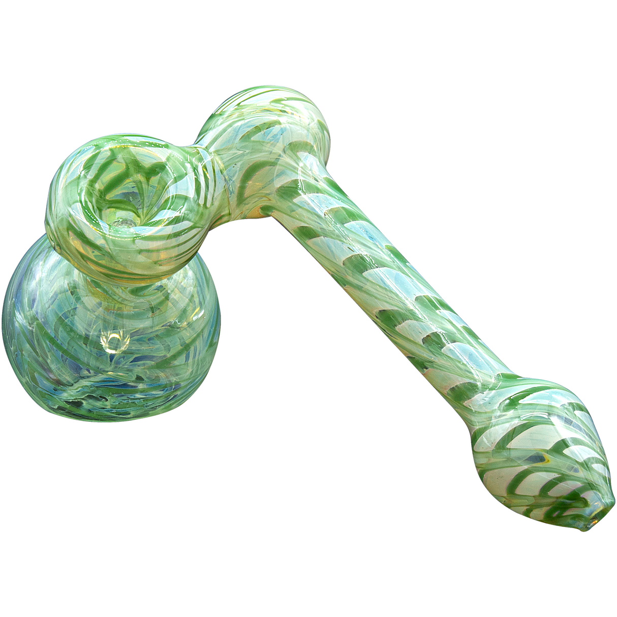 LA Pipes Colored Sidecar Bubbler Pipe in Forest Green, 6" Borosilicate Glass, for Dry Herbs