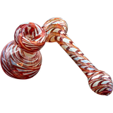 LA Pipes Colored Sidecar Bubbler in Ruby Red with Fumed Glass Design, 6" Length