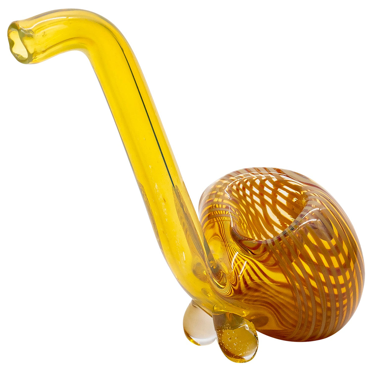 LA Pipes "Flaco" Skinny Glass Sherlock Pipe in Yellow - Side View on White Background