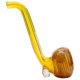 LA Pipes "Flaco" Skinny Glass Sherlock Pipe in amber, side view on white background