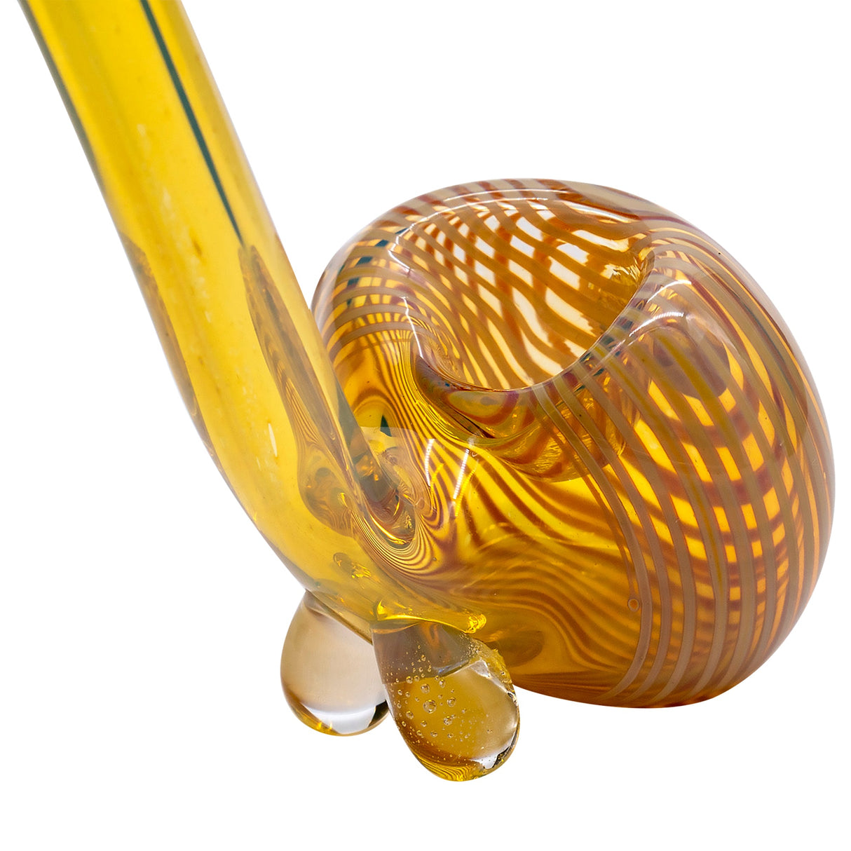 LA Pipes "Flaco" Skinny Glass Sherlock Pipe in Amber - Close-up Side View