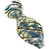 LA Pipes "Flat Belly" Inside-Out Chillum in Blue Hues - Compact Borosilicate Glass Pipe