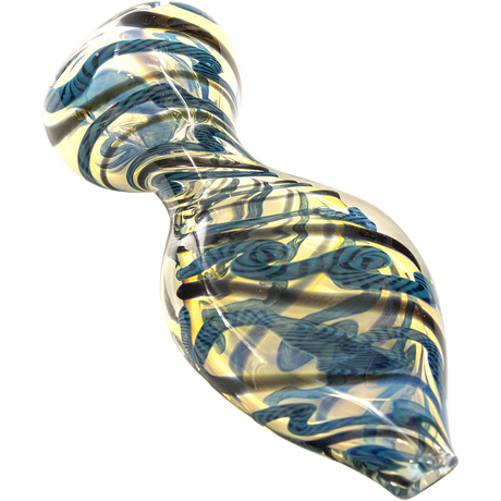 LA Pipes "Flat Belly" Inside-Out Chillum in Blue Hues - Compact Borosilicate Glass Pipe