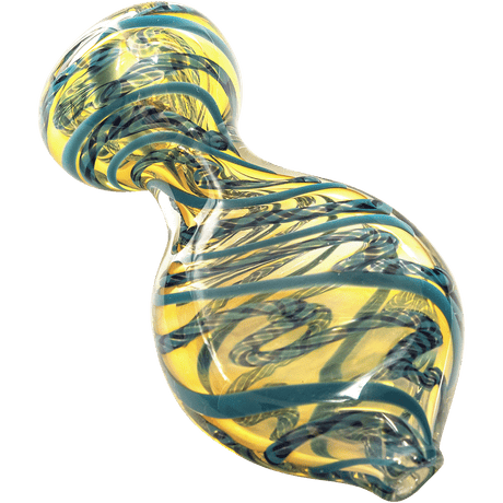 LA Pipes "Flat Belly" Inside-Out Chillum in Green Hues, Fumed Color Changing Design, Medium Size