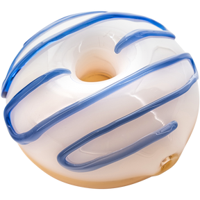 LA Pipes "Frosted Donut" Glass Pipe in Blueberry Frosting, Compact Spoon Design, 3.85" - Top View