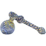 LA Pipes "Full Rake" Fumed Hammer Bubbler Pipe in blue and yellow swirls, 6" length, USA made