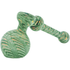 LA Pipes "Full Rake" Fumed Hammer Bubbler in Forest Green with Swirl Design, Side View