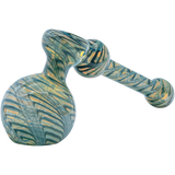LA Pipes "Full Rake" Fumed Hammer Bubbler Pipe in Ocean Surf color, side view on white background