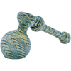 LA Pipes "Full Rake" Fumed Hammer Bubbler Pipe in Ocean Surf color, side view on white background