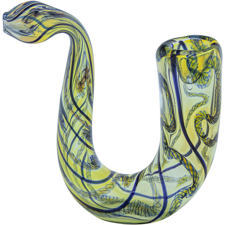 LA Pipes "Gentleman's Sherlock" Pipe in Blue Hues, Fumed Color Changing Glass, Side View