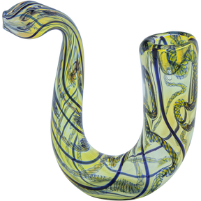 LA Pipes "Gentleman's Sherlock" Pipe in Blue Hues, Fumed Color Changing Glass, Side View