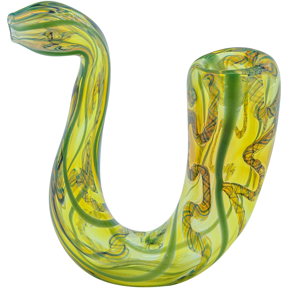 LA Pipes "Gentleman's Sherlock" Pipe in Green Hues, Fumed Color Changing Borosilicate Glass