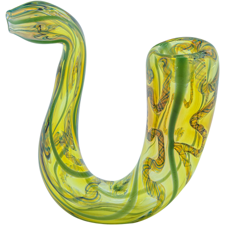 LA Pipes "Gentleman's Sherlock" Pipe in Green Hues, Fumed Color Changing Borosilicate Glass