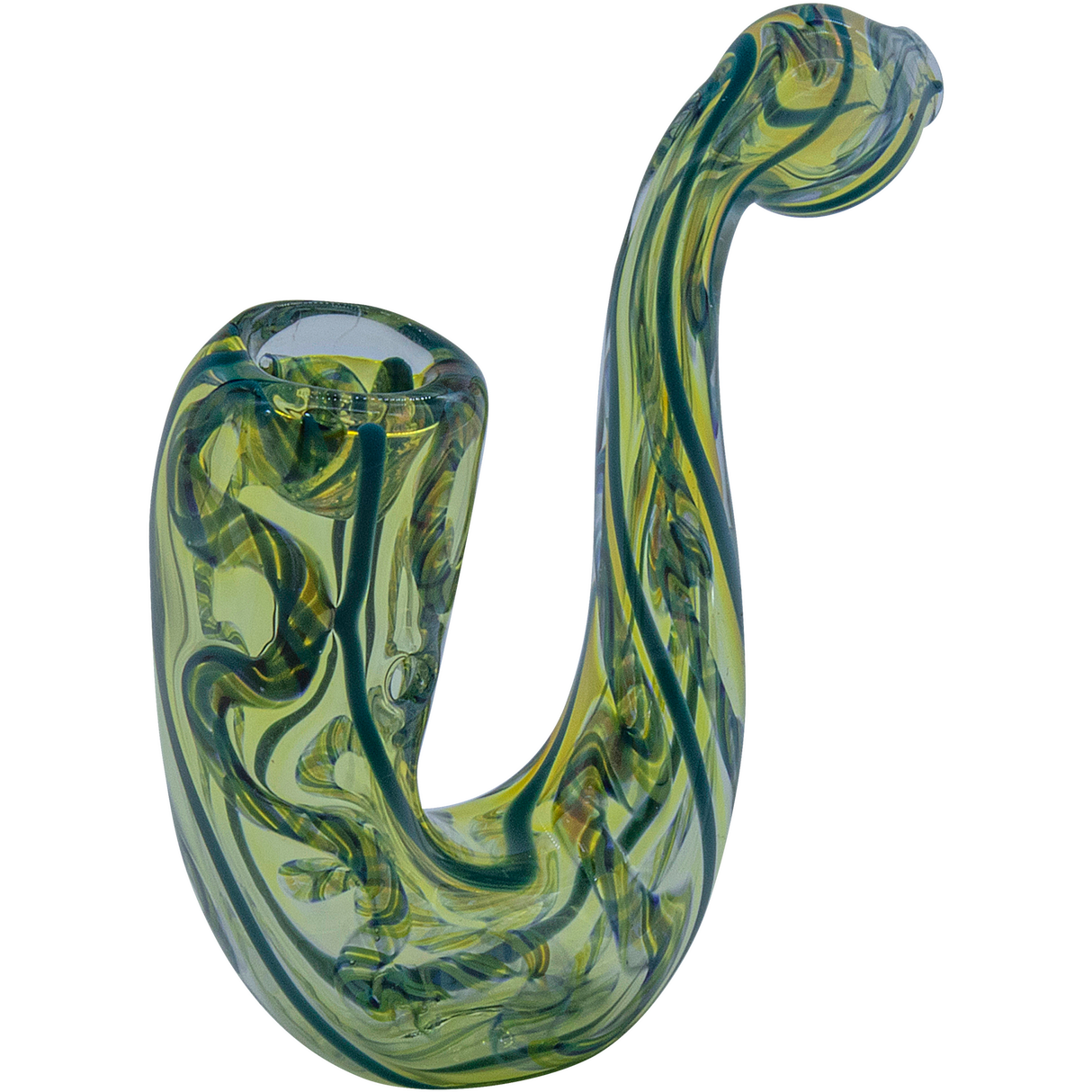 LA Pipes "Gentleman's Sherlock" Hand Pipe, Fumed Color Changing Borosilicate Glass, Side View