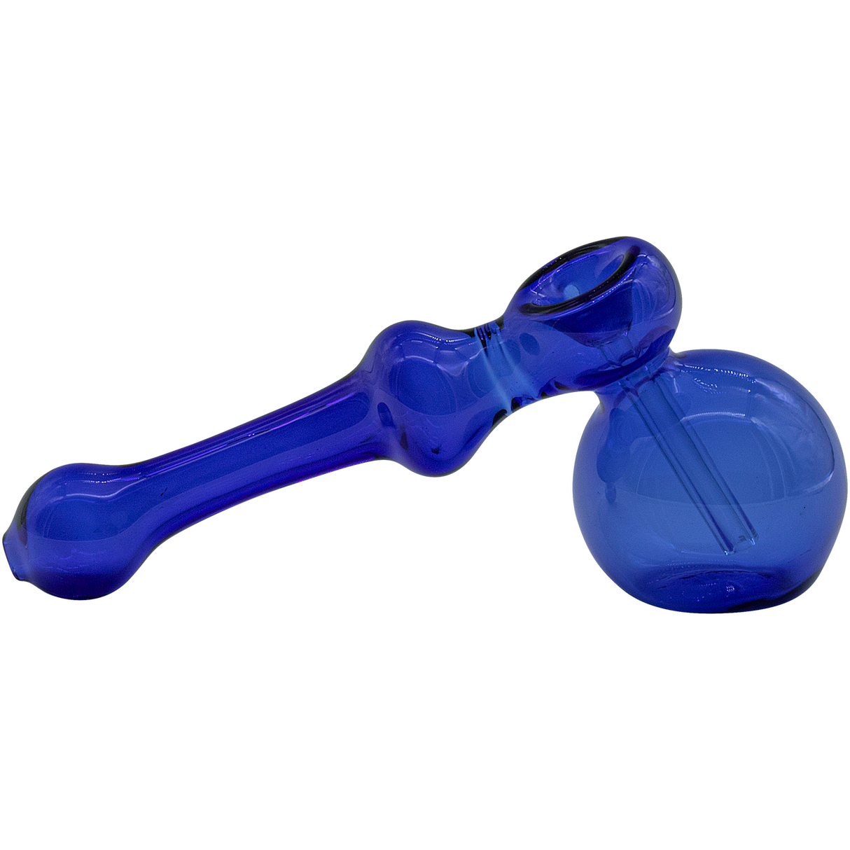 LA Pipes Glass Hammer Bubbler Pipe in Blue - 6" Borosilicate Glass, Side View