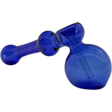LA Pipes Glass Hammer Bubbler Pipe in blue, 6" borosilicate, for dry herbs, side view