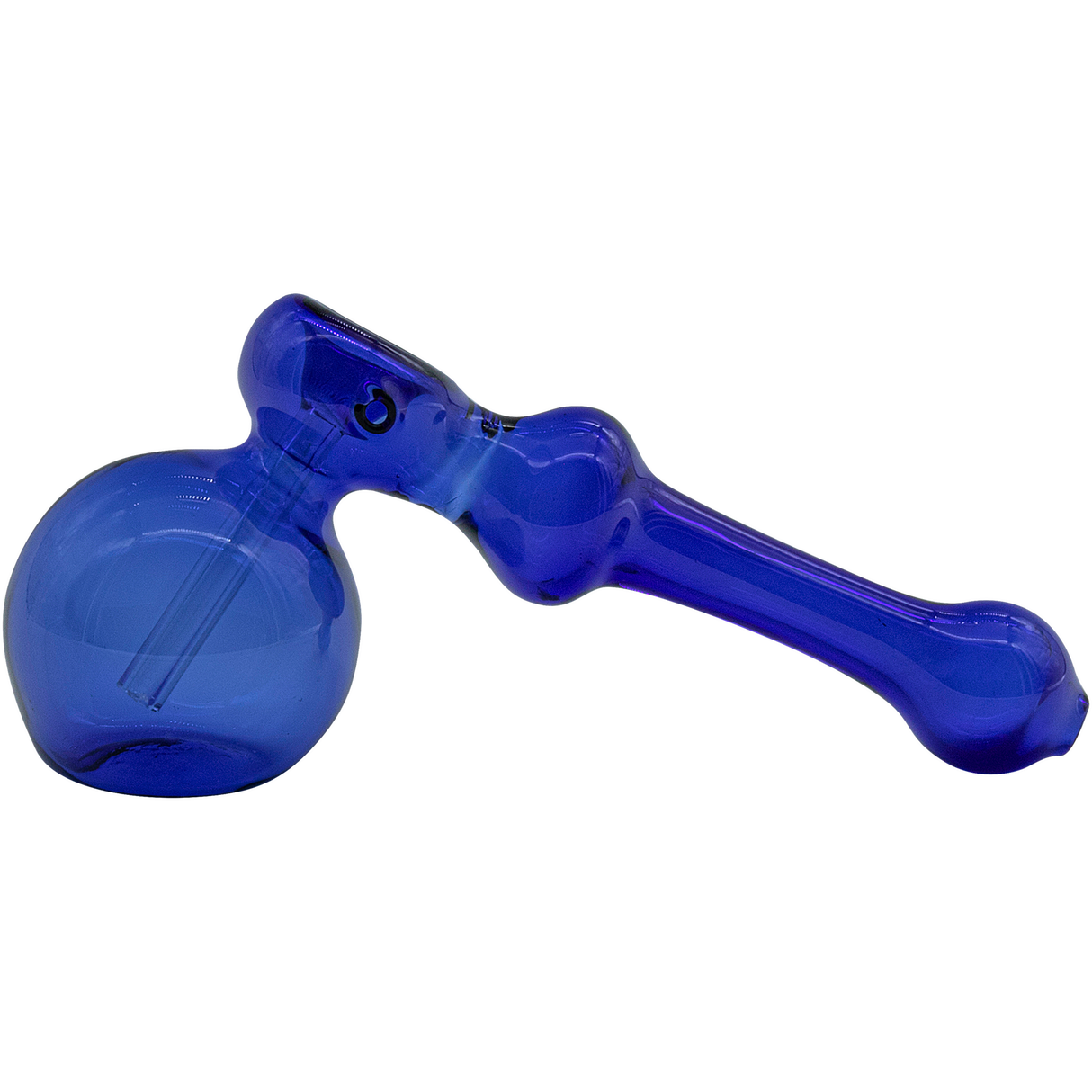LA Pipes Glass Hammer Bubbler Pipe in blue, 6" borosilicate glass, ideal for dry herbs - side view