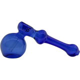 LA Pipes Glass Hammer Bubbler Pipe in blue, 6" borosilicate glass, ideal for dry herbs - side view