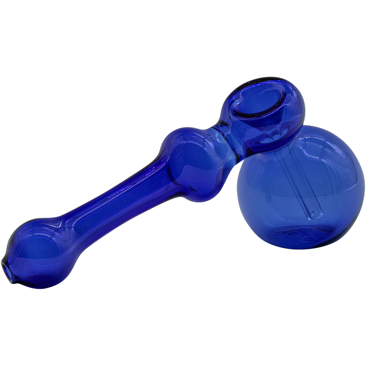 LA Pipes Glass Hammer Bubbler Pipe in Blue, Borosilicate Glass, 6" Length, for Dry Herbs