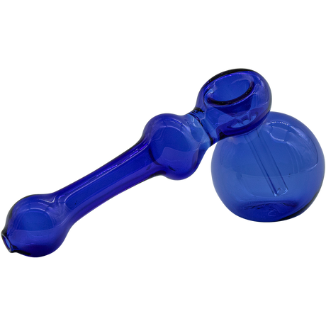 LA Pipes Glass Hammer Bubbler Pipe in Blue, Borosilicate Glass, 6" Length, for Dry Herbs