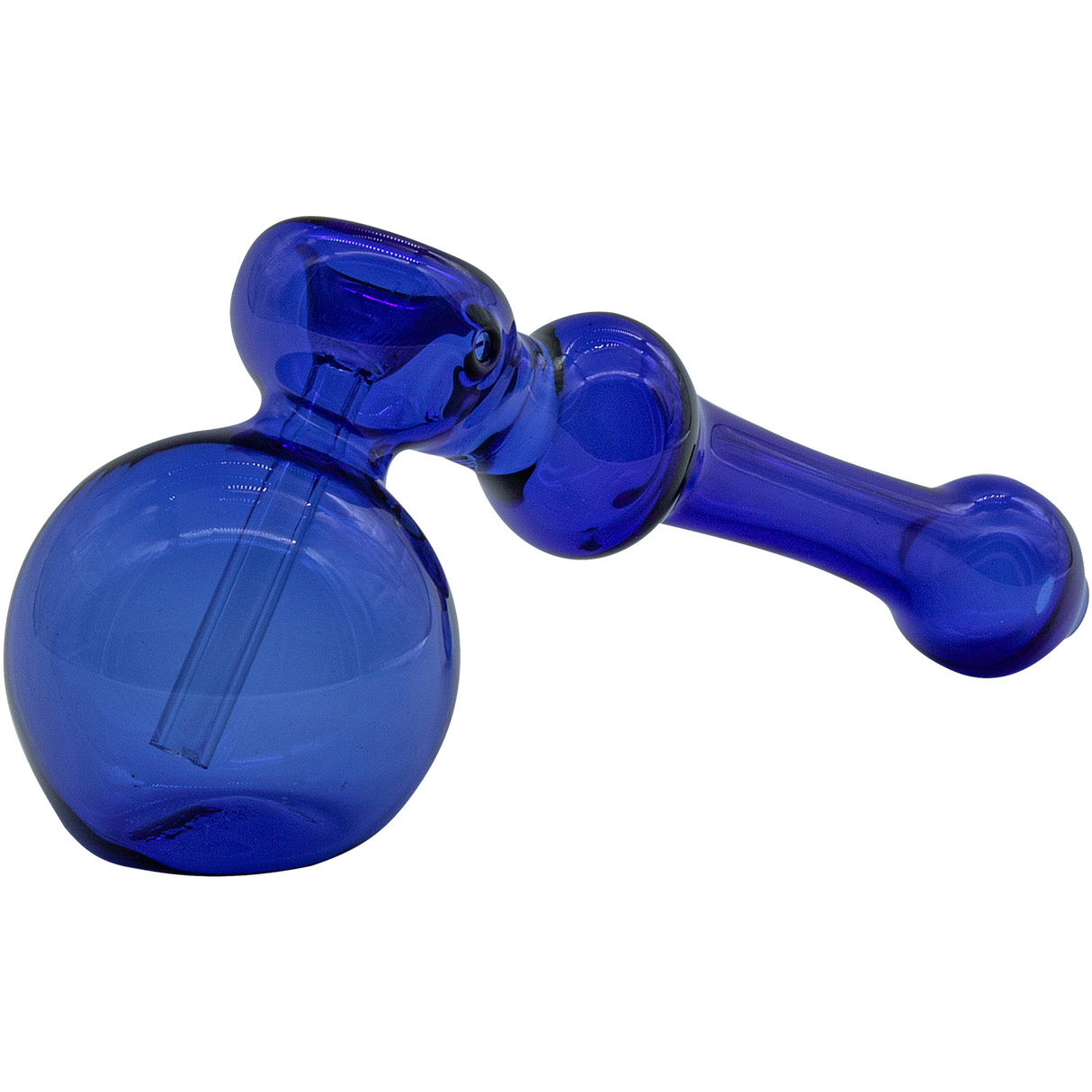 LA Pipes Cobalt Blue Glass Hammer Bubbler Pipe, 6" Borosilicate, for Dry Herbs