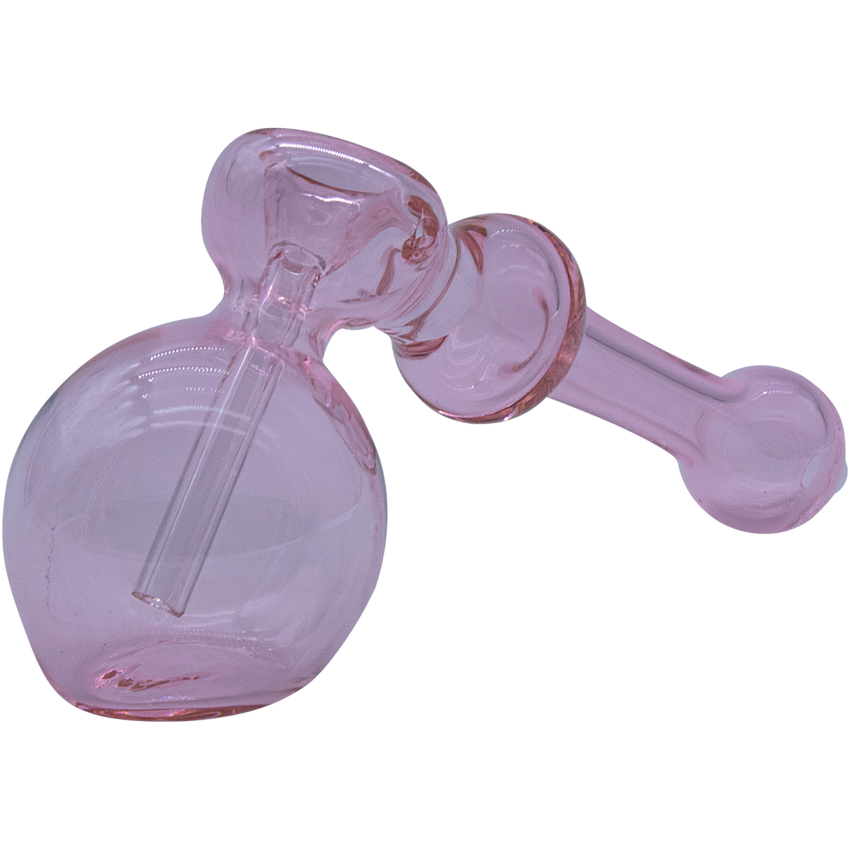 LA Pipes Glass Hammer Bubbler Pipe in Translucent Pink, 6" Borosilicate, Side View