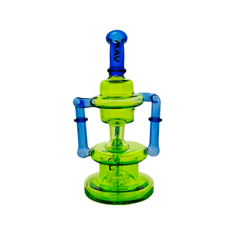 MAV Glass - Griffith Microscopic Slitted Puck Bent Neck Recycler in Blue and Green