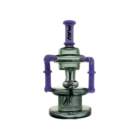 MAV Glass Griffith Microscopic Slitted Puck Bent Neck Recycler Dab Rig Front View
