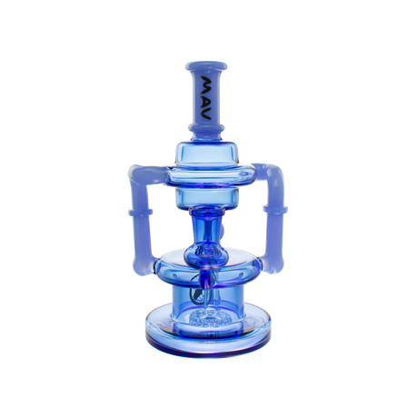 MAV Glass Griffith Microscopic Slitted Puck Bent Neck Recycler in Blue - Front View