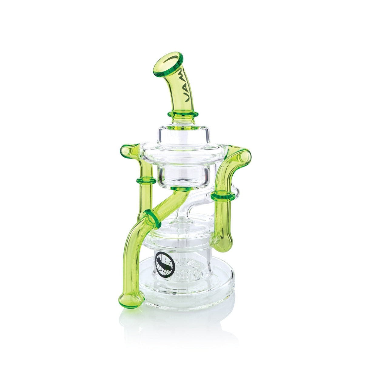 MAV Glass Griffith Microscopic Slitted Puck Bent Neck Recycler with Green Accents