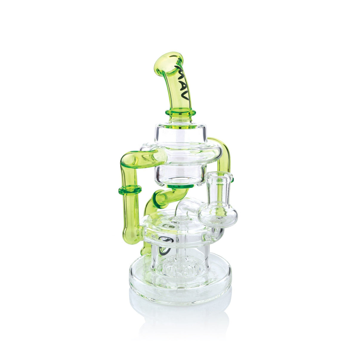 MAV Glass Griffith Microscopic Bent Neck Recycler with Slitted Puck - Front View