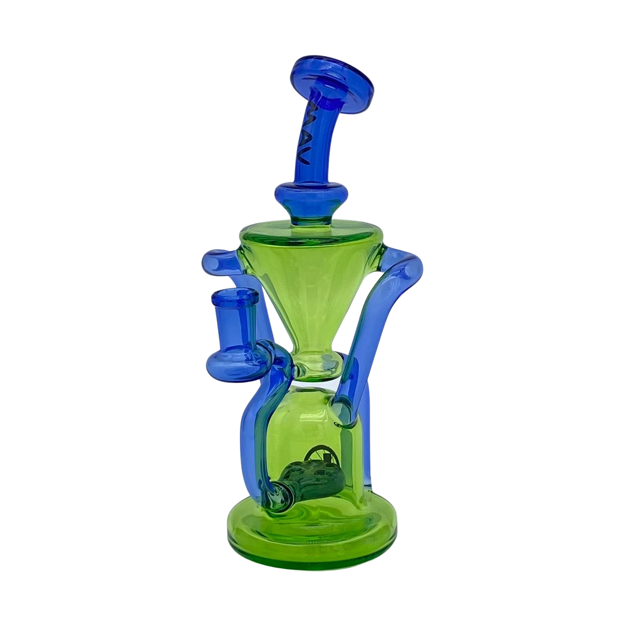 MAV Glass - The Humboldt Dab Rig in Green & Blue - Front View with Bent Neck