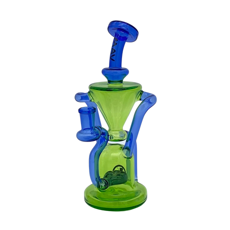 MAV Glass - The Humboldt Dab Rig in Green & Blue - Front View with Bent Neck