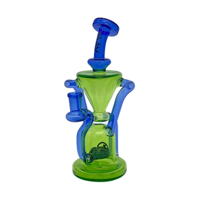 MAV Glass - The Humboldt Dab Rig in Green & Blue - Front View with Bent Neck