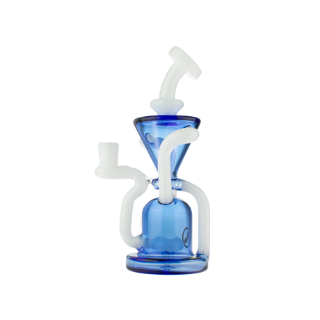 MAV Glass - The Humboldt Dab Rig - Front View with Blue Accents and Swirl Design