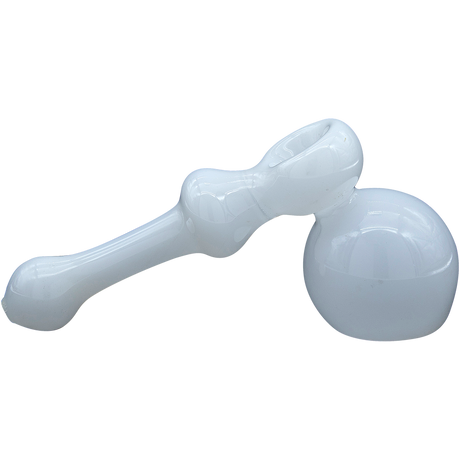 LA Pipes "Ivory Hammer" Glass Hammer Bubbler Pipe in White, Compact 6" Design for Dry Herbs