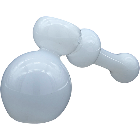 LA Pipes "Ivory Hammer" Glass Hammer Bubbler Pipe in White, 6" Compact Design for Dry Herbs
