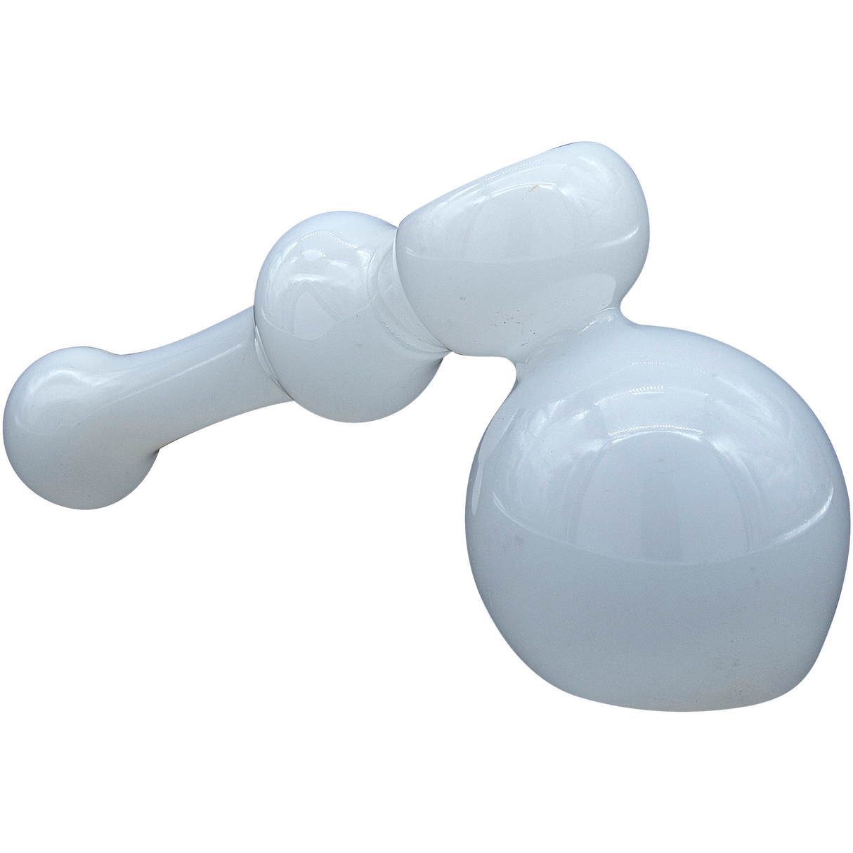LA Pipes "Ivory Hammer" White Glass Bubbler Pipe, Portable 6" Size for Dry Herbs