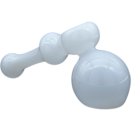 LA Pipes "Ivory Hammer" White Glass Bubbler Pipe, Portable 6" Size for Dry Herbs