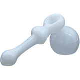 LA Pipes "Ivory Hammer" Glass Bubbler Pipe, 6" White Borosilicate, Portable Design