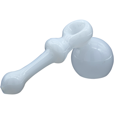 LA Pipes "Ivory Hammer" Glass Bubbler Pipe, 6" White Borosilicate, Portable Design