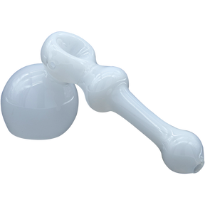 LA Pipes "Ivory Hammer" White Glass Hammer Bubbler Pipe for Dry Herbs - Top View